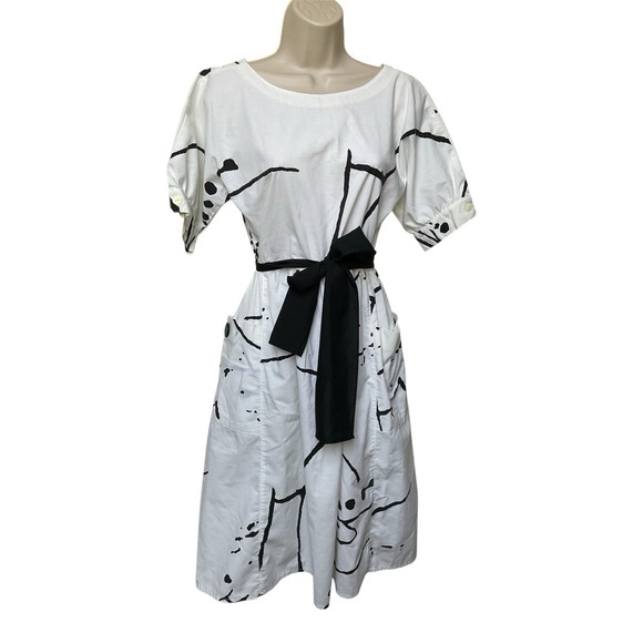 Lanz Of Salzburg Dresses & Skirts - Vintage Lanz Dress Size‎ 6 Cotton USA Abstract Paint Splatter Print  Button Back